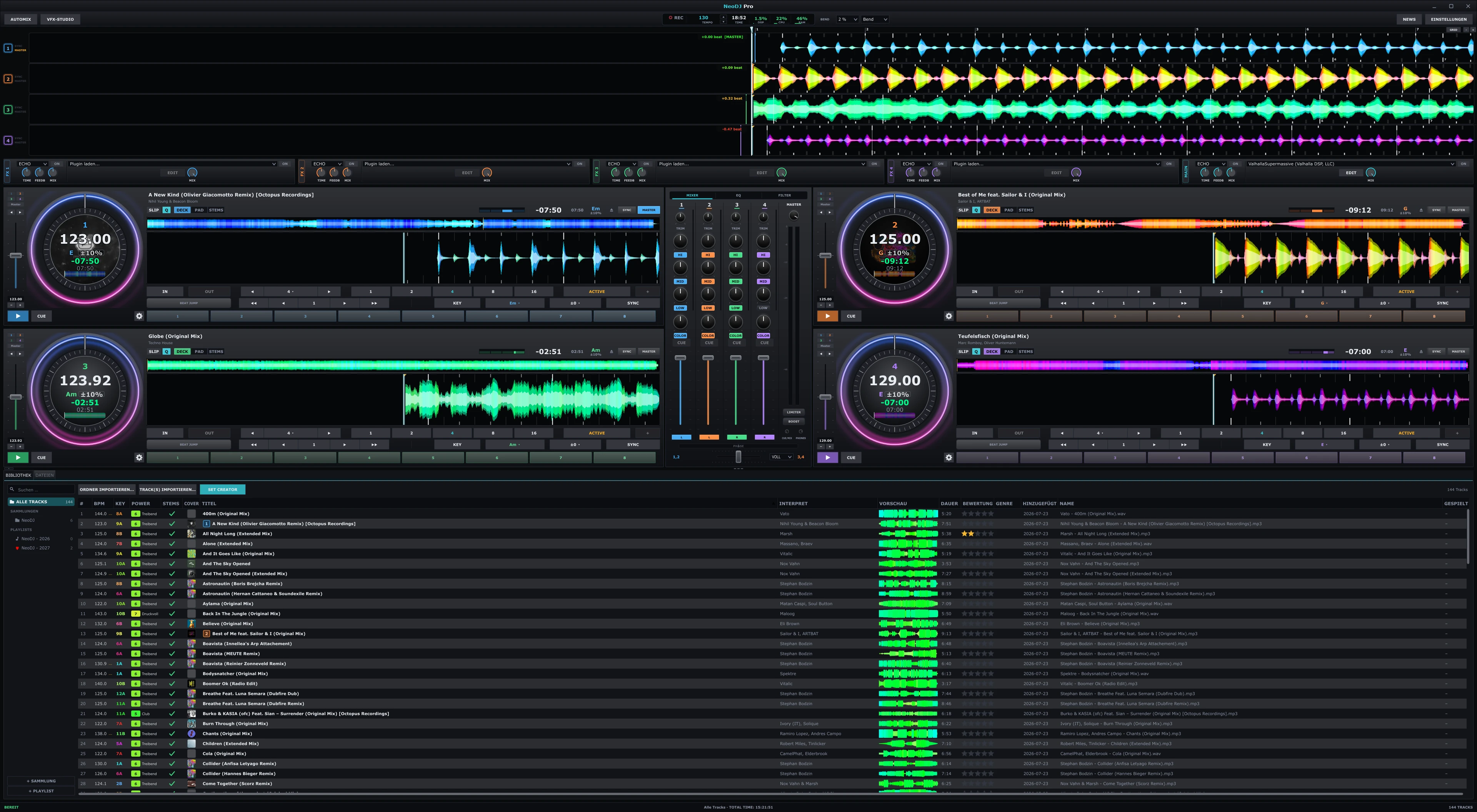 NeoDJ Pro main screen